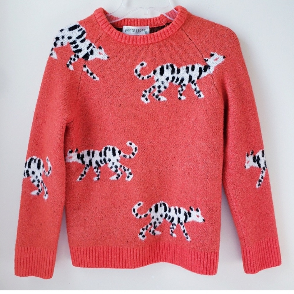 Pants Store Orange White Tiger/Spotted Dog Sweater